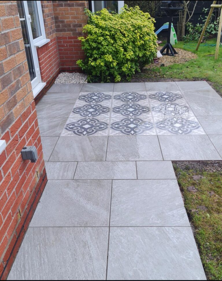 Baldwins Gate, Staffordshire. Anno Grigio Porcelain Tile Paving